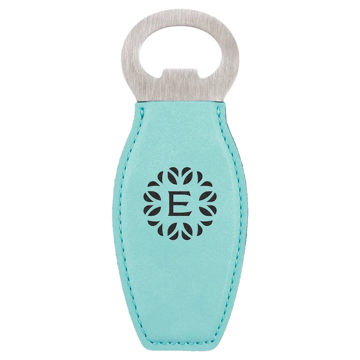 Teal Laserable Leatherette Bottle Opener with Magnet