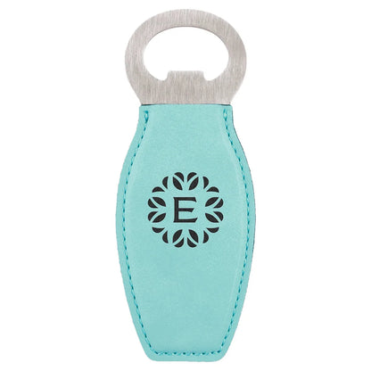 Teal Laserable Leatherette Bottle Opener with Magnet