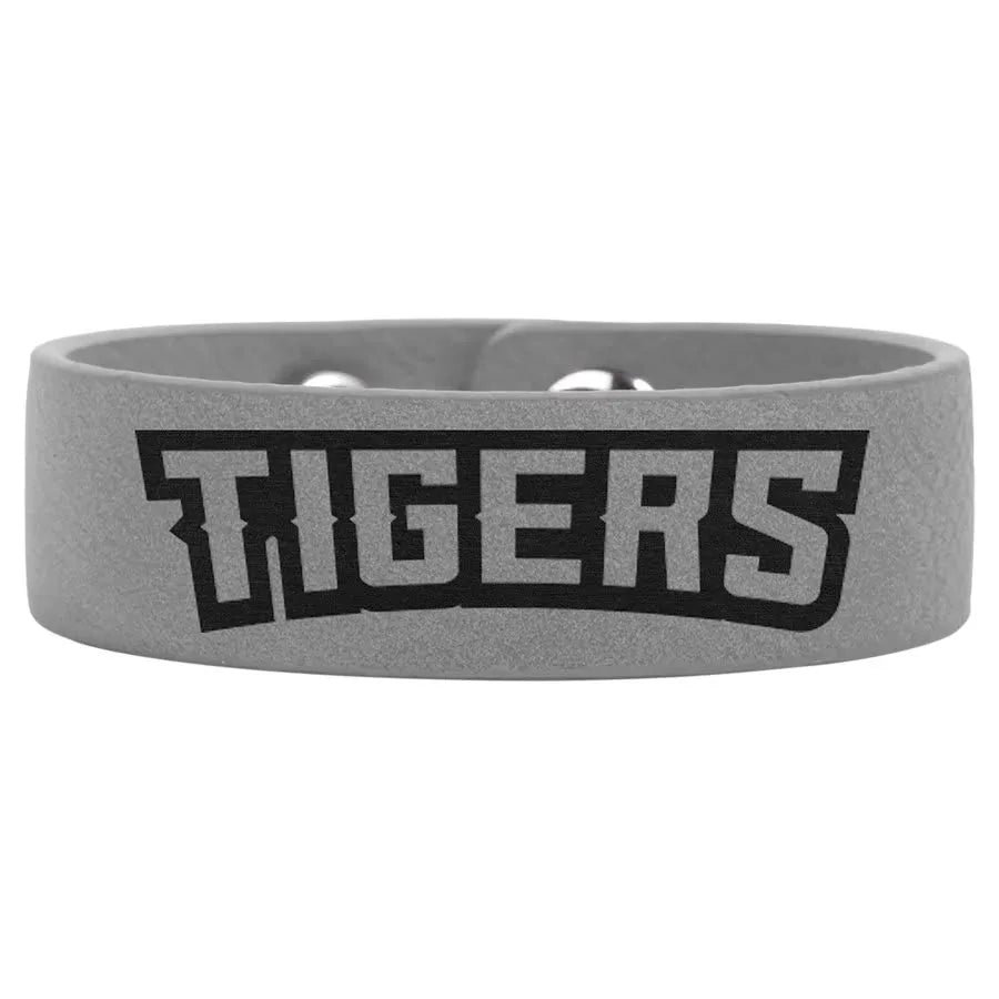 Gray 8 1/2" x 3/4" Laserable Leatherette Youth Cuff Bracelet