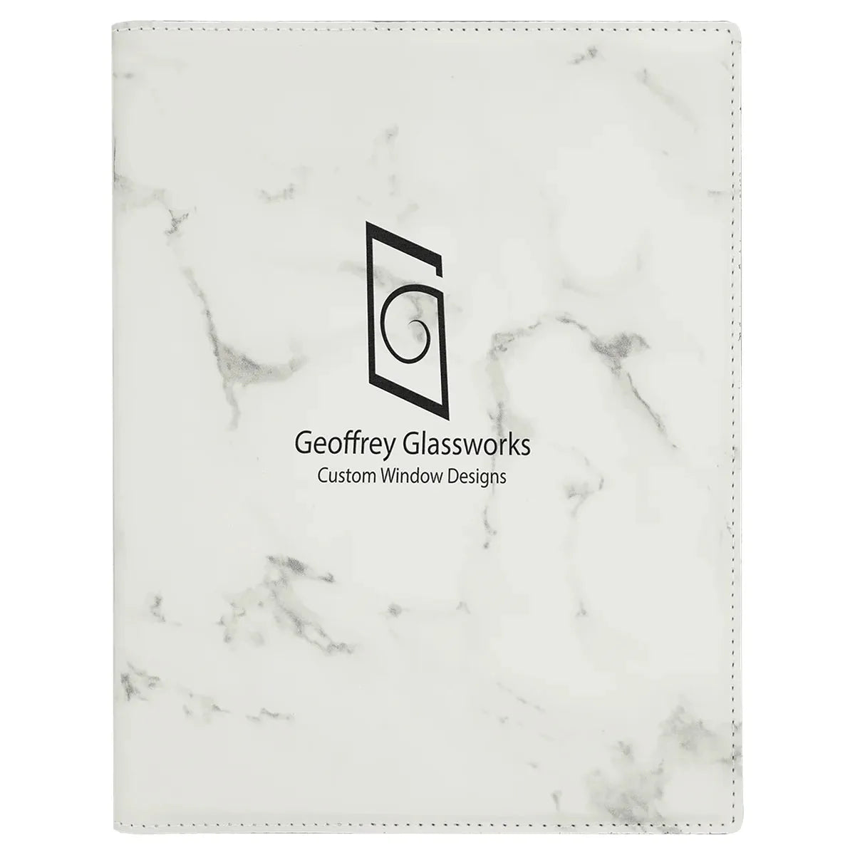 White Marble 7" x 9" Laserable Leatherette Small Portfolio with Notepad