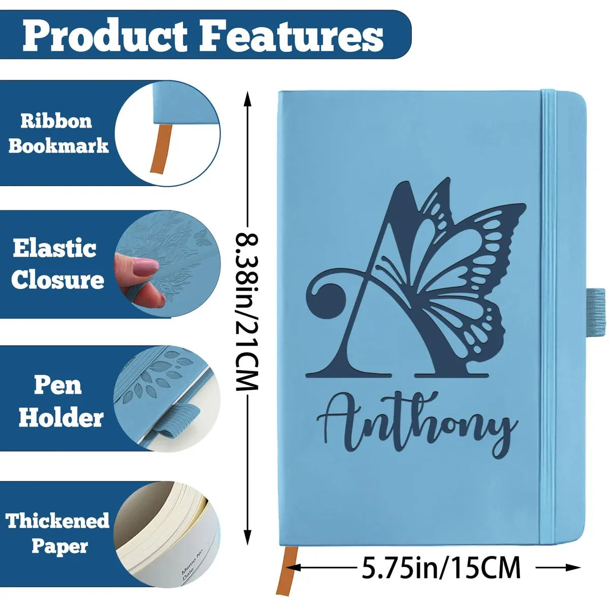 Custom Leather Notebook Personalized Journals Notebook with Logo Photo for Women Men Customized College Ruled Notebooks Daily Journals for Writing Business Work Office — Custom Branded Journal | Laser Engraved - Image 4