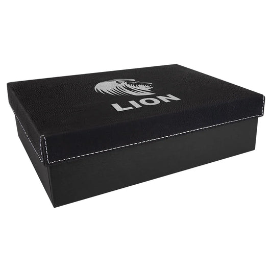 9 7/8 x 7 1/8" Black/Silver Gift Box with Laserable Leatherette Lid