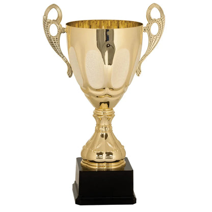 Gold 15 3/4" Completed Metal Cup Trophy on Plastic Base