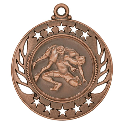 Antique Bronze 2 1/4" Wrestling Galaxy Medal