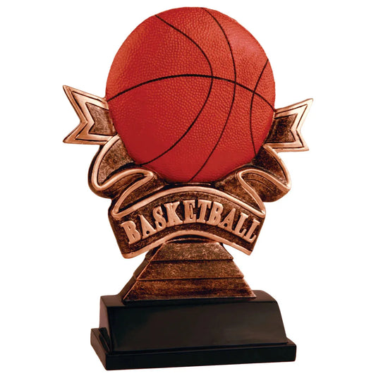 7" Basketball Ribbon Resin