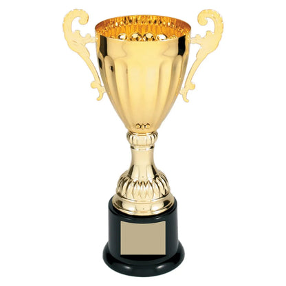 Gold 2 8 3/4" Completed Metal Cup Trophy on Plastic Base