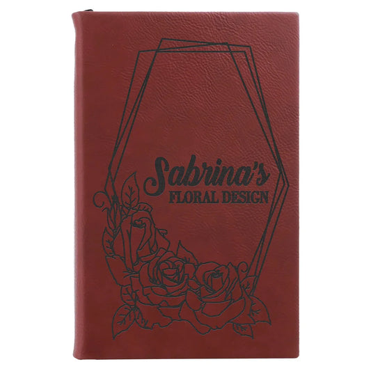 Rose 5 1/4" x 8 1/4" Laserable Leatherette Sketch Book with Unlined Notepad