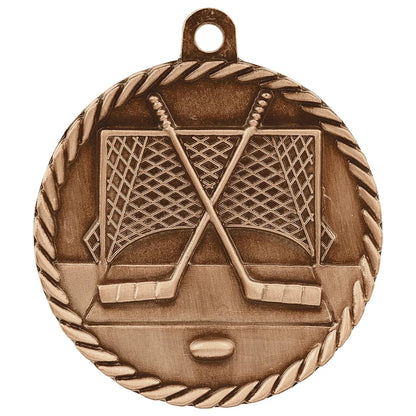 Antique Bronze 2" Hockey High Relief Medal