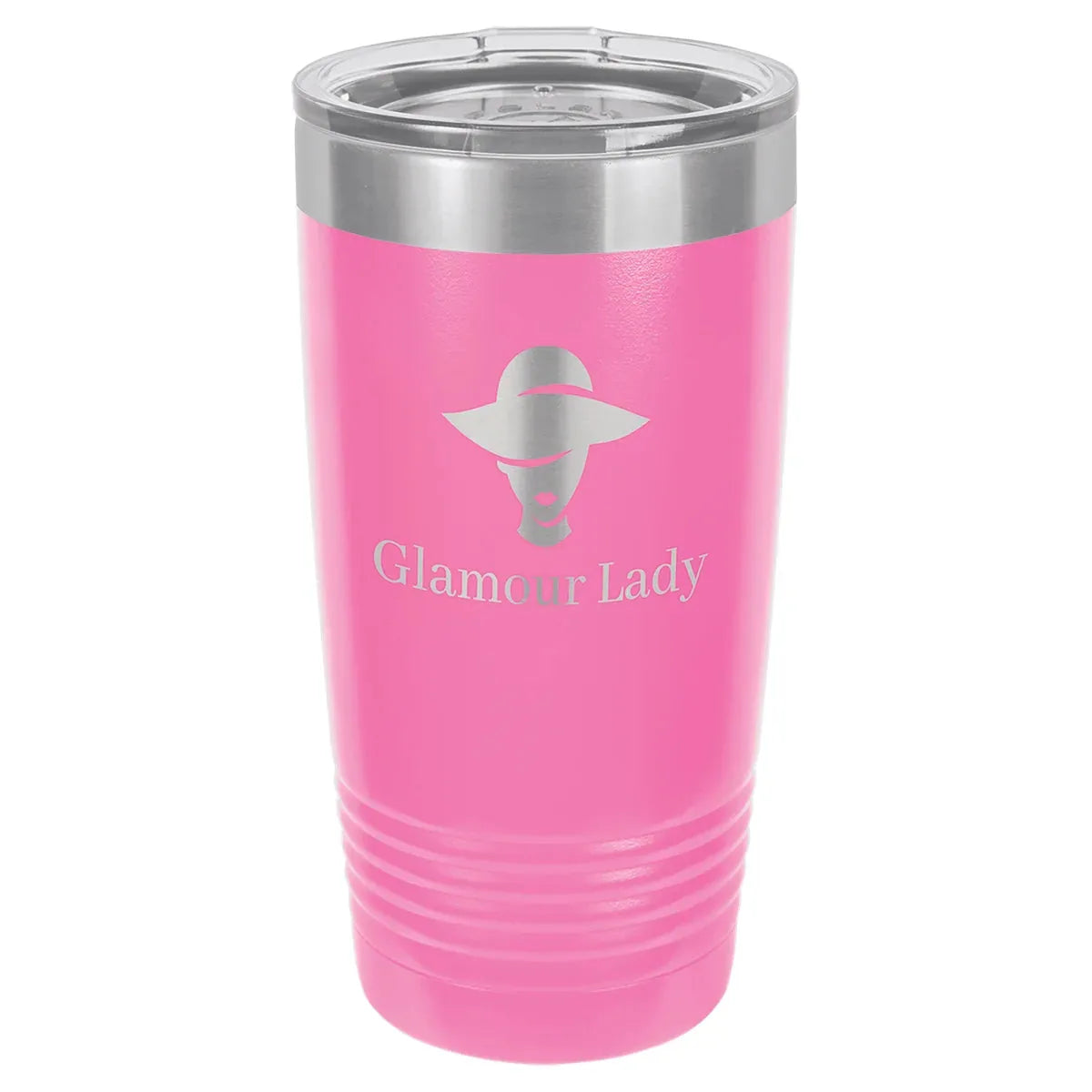Polar Camel 20 oz. Pink Ringneck Tumbler with Clear Lid
