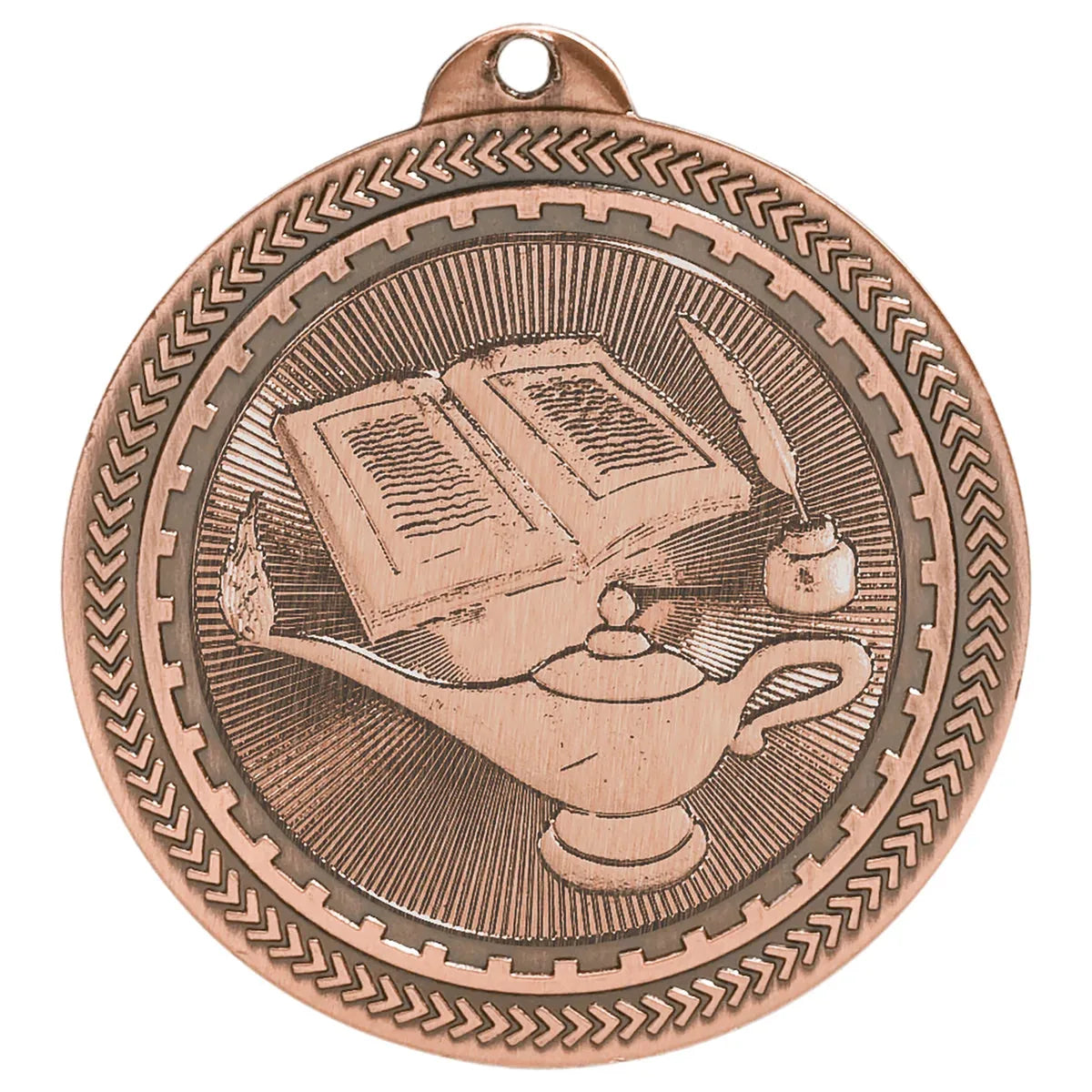Antique Bronze 2" Lamp of Knowledge Laserable BriteLazer Medal