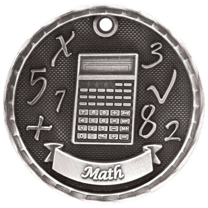 Antique Silver 2" 3D Math Medal