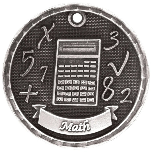 Antique Silver 2" 3D Math Medal