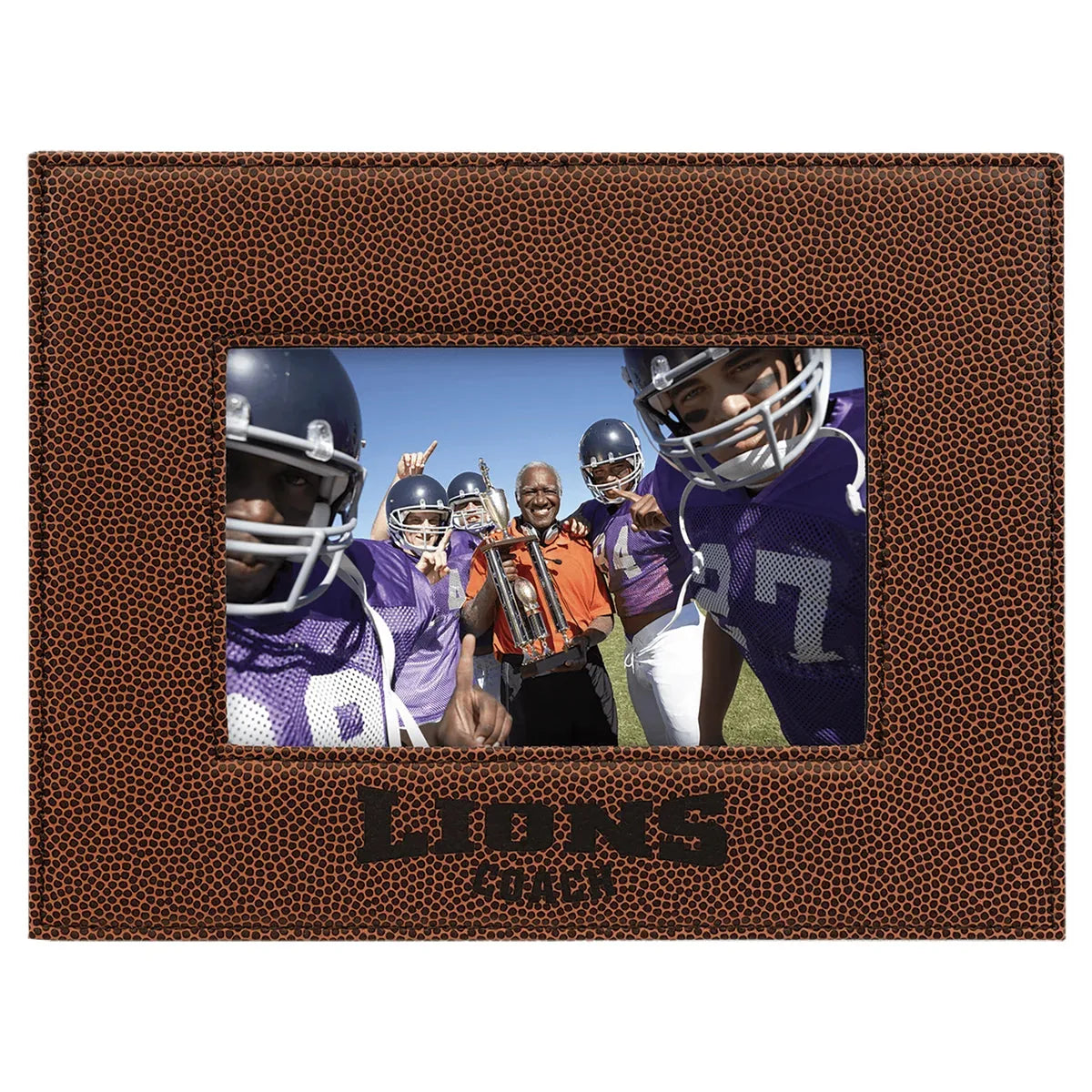 Football 4" x 6" Laserable Leatherette Photo Frame