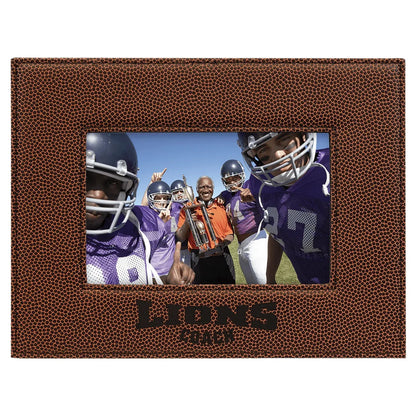 Football 4" x 6" Laserable Leatherette Photo Frame