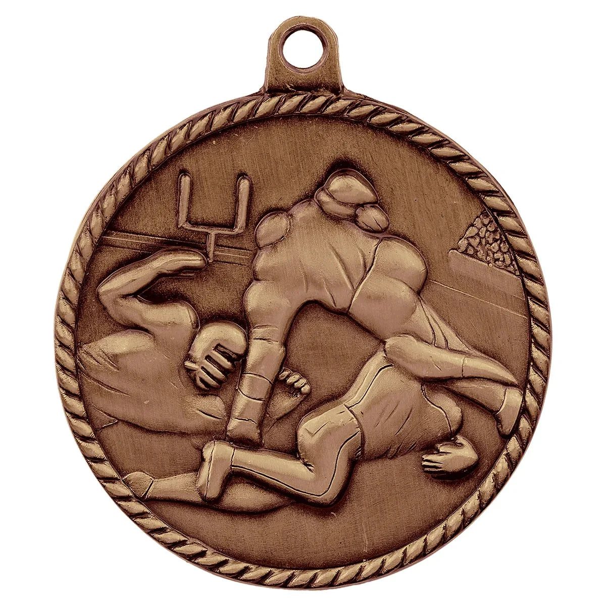 Antique Bronze 2" Football High Relief Medal