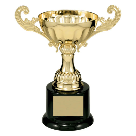 Gold 6 1/2" Completed Metal Cup Trophy on Plastic Base