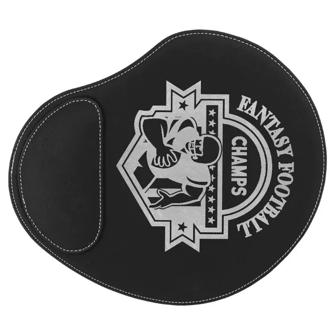 Black/Silver 9" x 10 1/4" Laserable Leatherette Mouse Pad