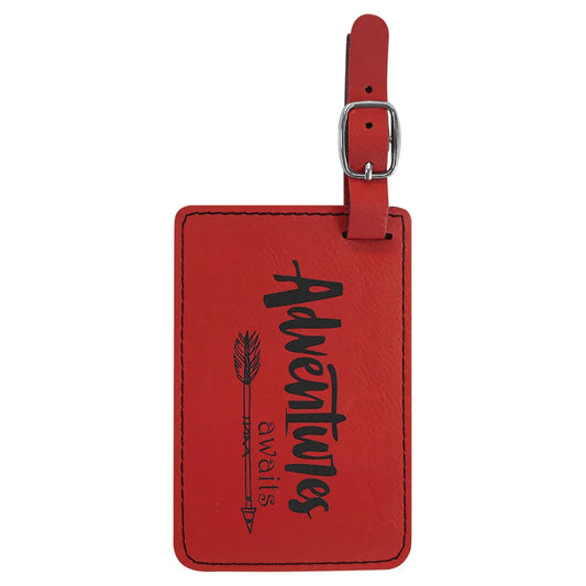 Red 4 1/4" x 2 3/4" Laserable Leatherette Luggage Tag