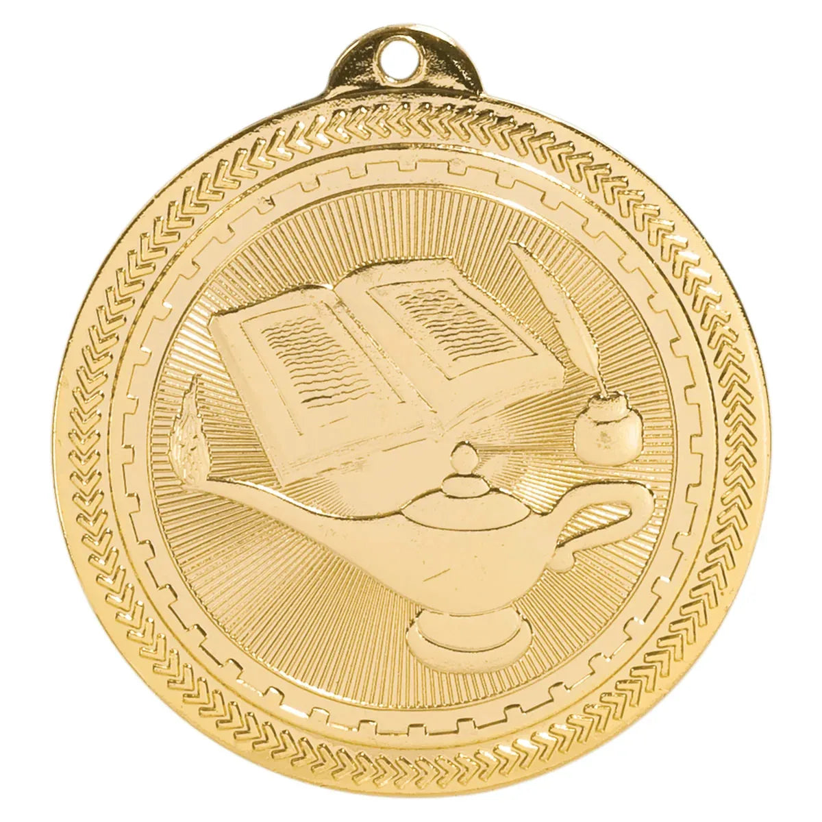 Bright Gold 2" Lamp of Knowledge Laserable BriteLazer Medal