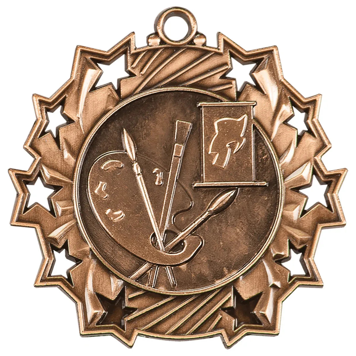 Antique Bronze 2 1/4" Art Ten Star Medal