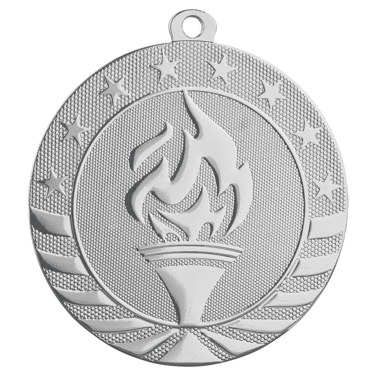 Bright Silver 2 3/4" Torch Starbrite Medal