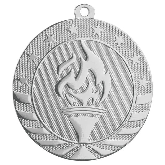 Bright Silver 2 3/4" Torch Starbrite Medal