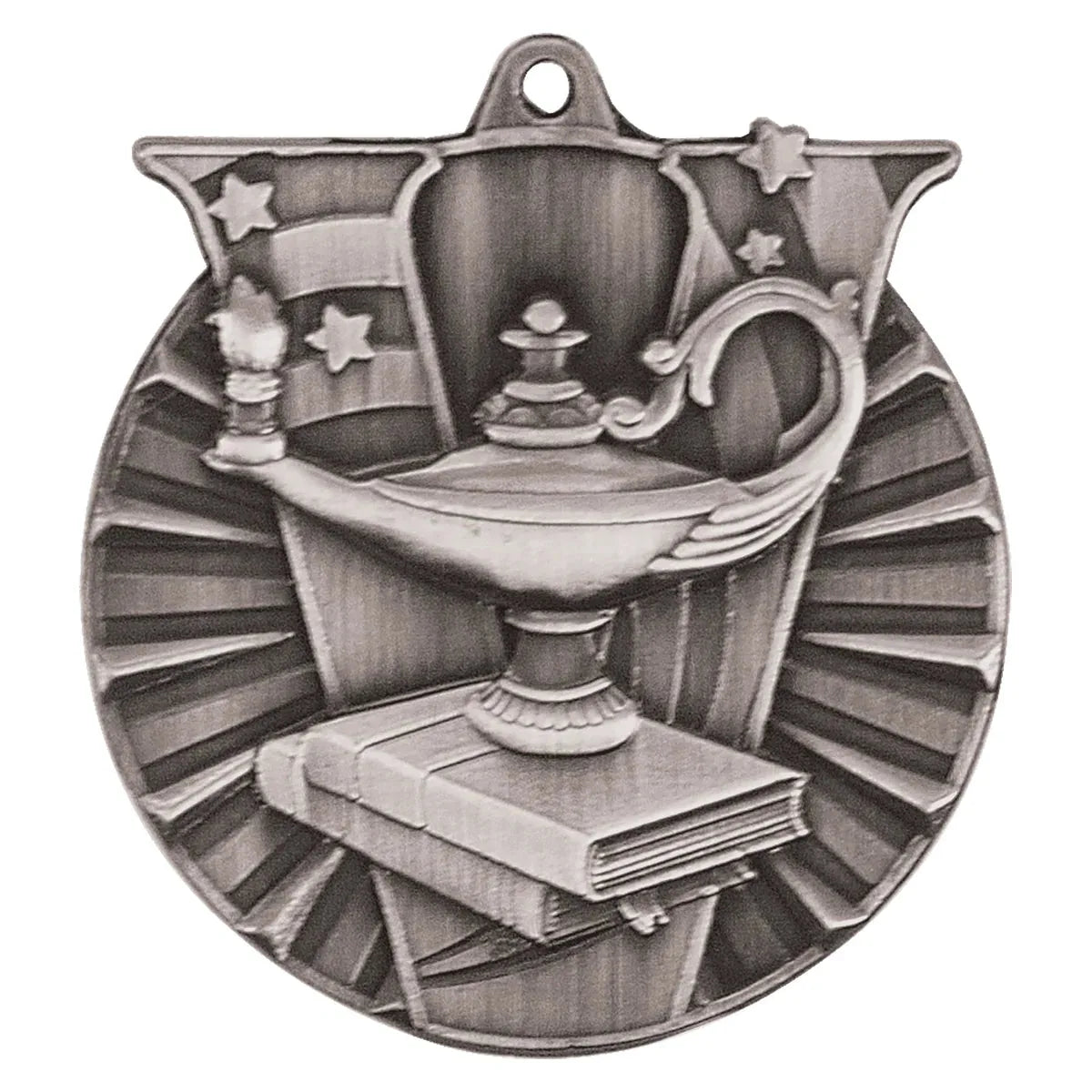 Antique Silver 2" Lamp of Knowledge Victory Medal