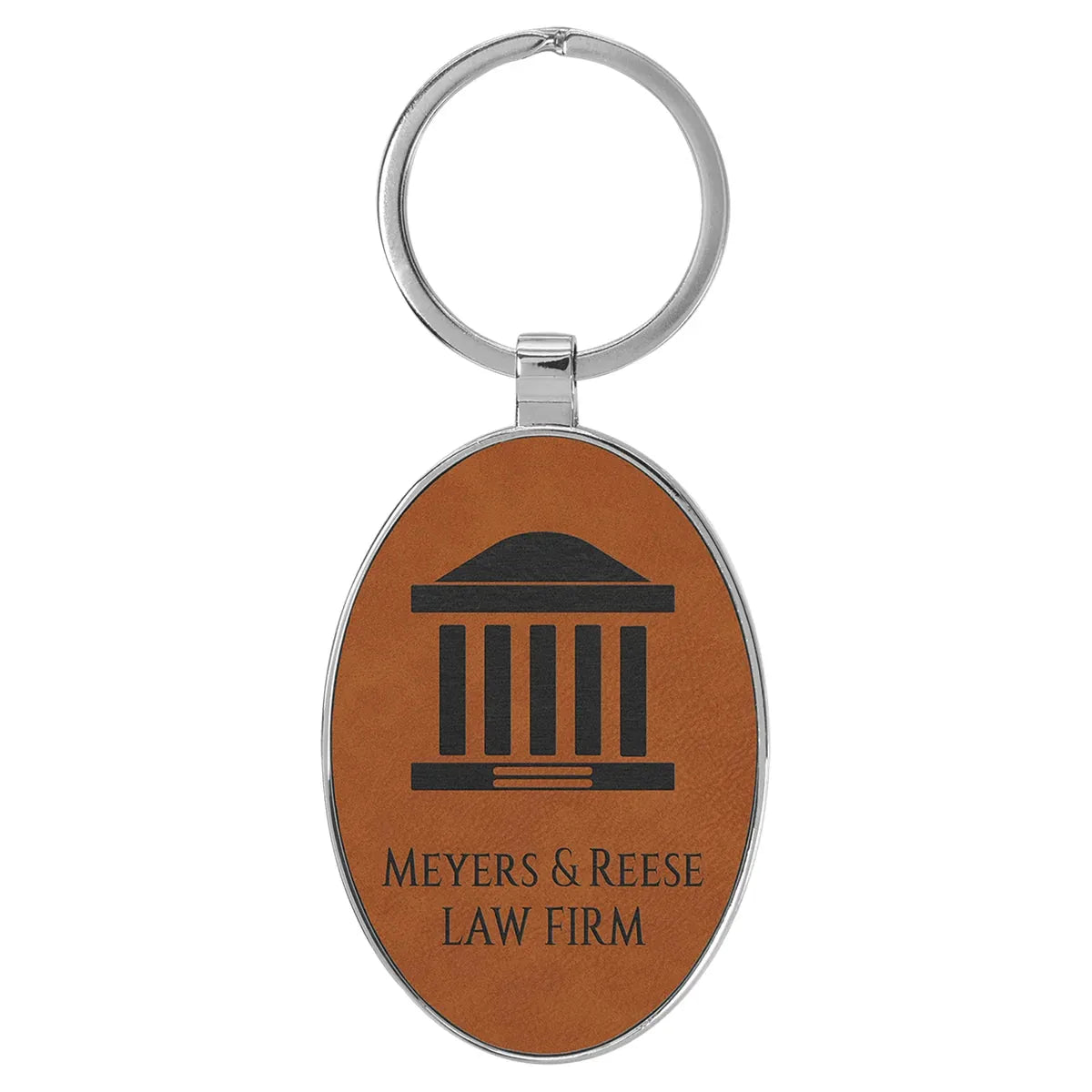 Rawhide 3" x 1 3/4" Laserable Leatherette/Metal Oval Keychain