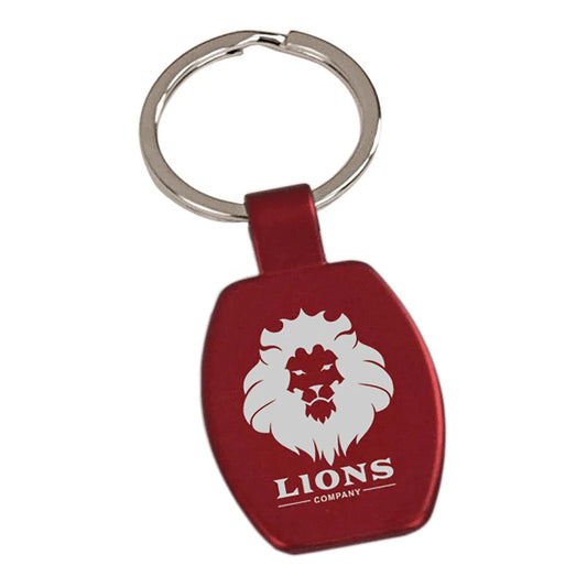 Red 1 5/8" Laserable Rectangle Keychain