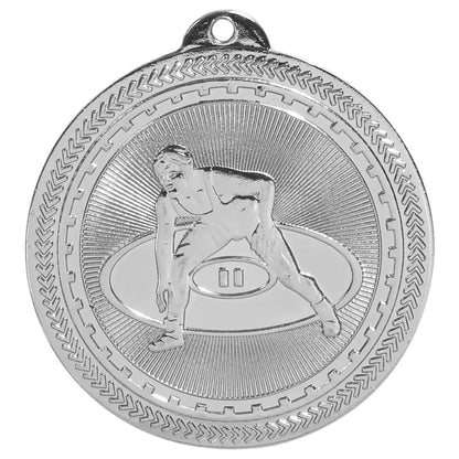 Bright Silver 2" Wrestling Laserable BriteLazer Medal