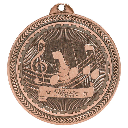 Antique Bronze 2" Music Laserable BriteLazer Medal