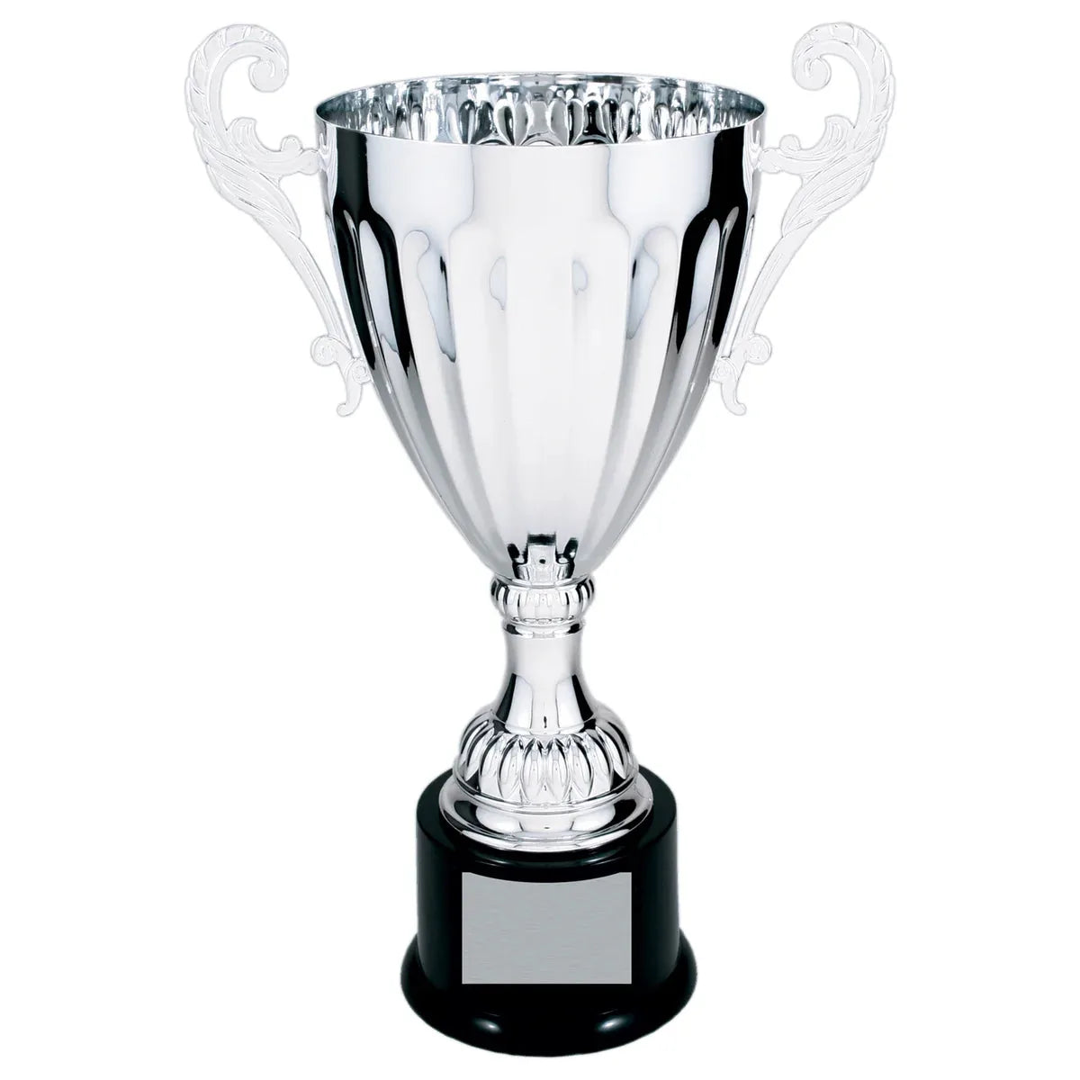 Silver 13 1/4" Completed Metal Cup Trophy on Plastic Base