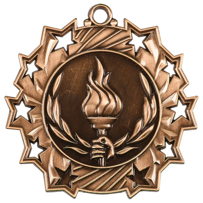 Antique Bronze 2 1/4" Victory Ten Star Medal