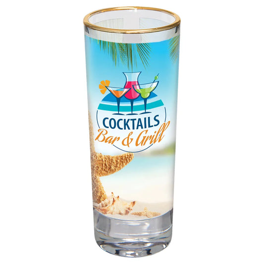 2 1/2 oz. Sublimatable Glass Shooter with Gold Rim