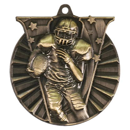 Antique Gold 2" Football Victory Medal