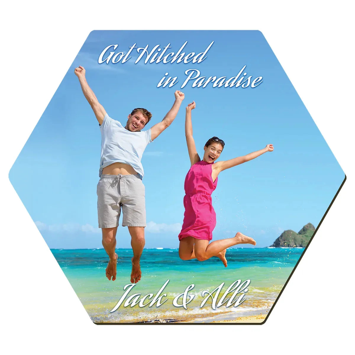4"x 3.5" Gloss White Unisub Sublimatable MDF Hexagon Coaster w/Cork Back