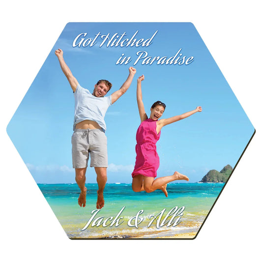4"x 3.5" Gloss White Unisub Sublimatable MDF Hexagon Coaster w/Cork Back
