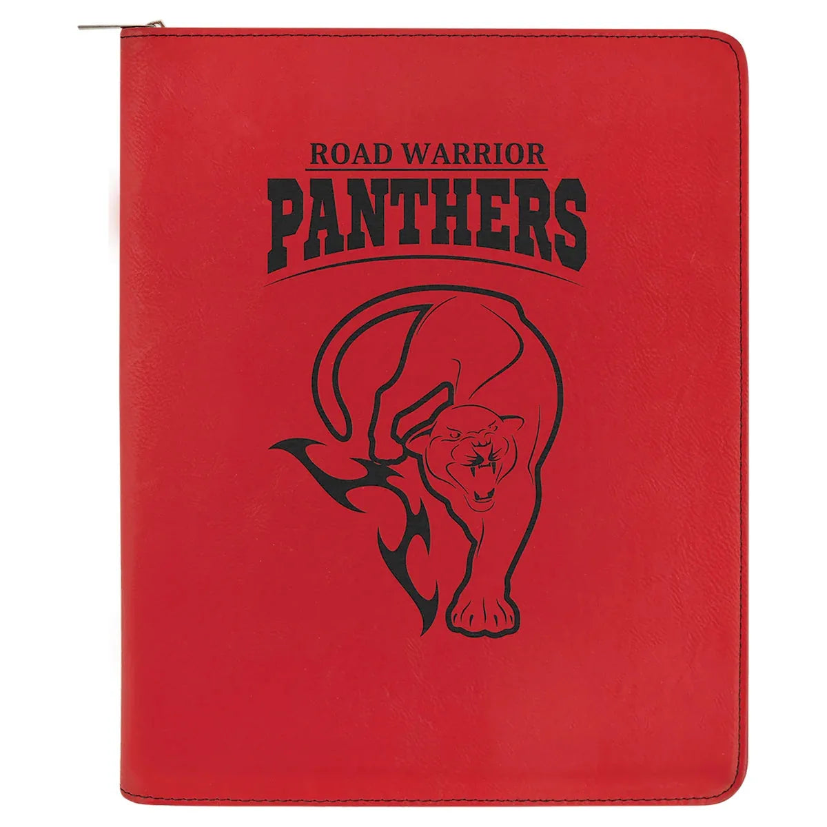 9 1/2" x 12" Red Laserable Leatherette Portfolio with Zipper and Notepad