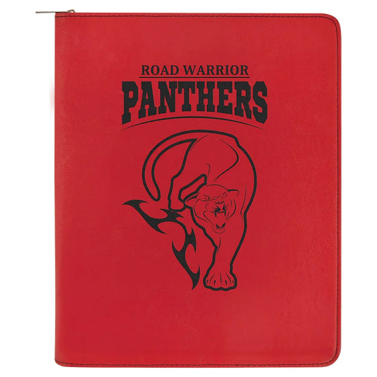 9 1/2" x 12" Red Laserable Leatherette Portfolio with Zipper and Notepad