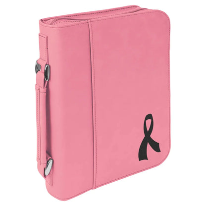 Pink 7 1/2" x 10 3/4" Leatherette Book/Bible Cover with Handle & Zipper