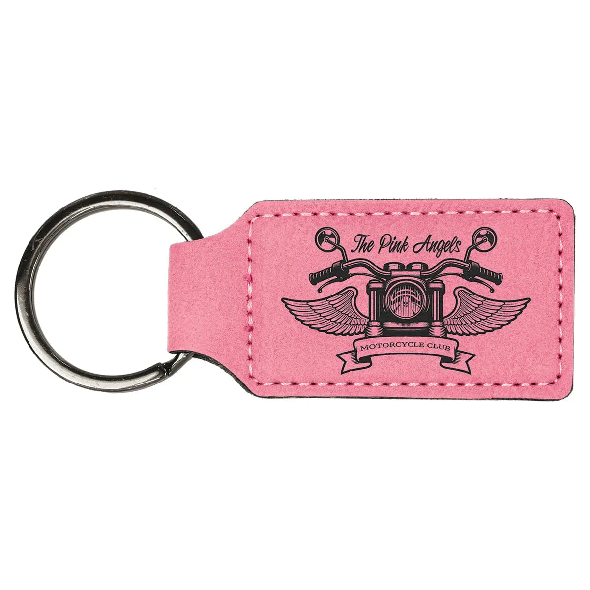 Pink 2 3/4" x 1 1/4" Laserable Leatherette Rectangle Keychain