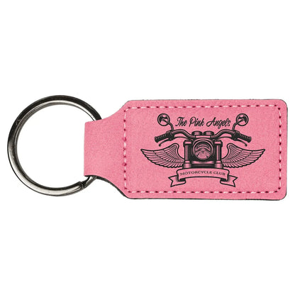 Pink 2 3/4" x 1 1/4" Laserable Leatherette Rectangle Keychain