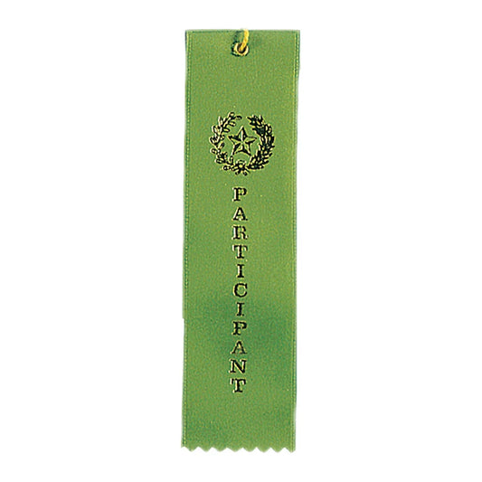 Participant Green Carded Ribbon with String