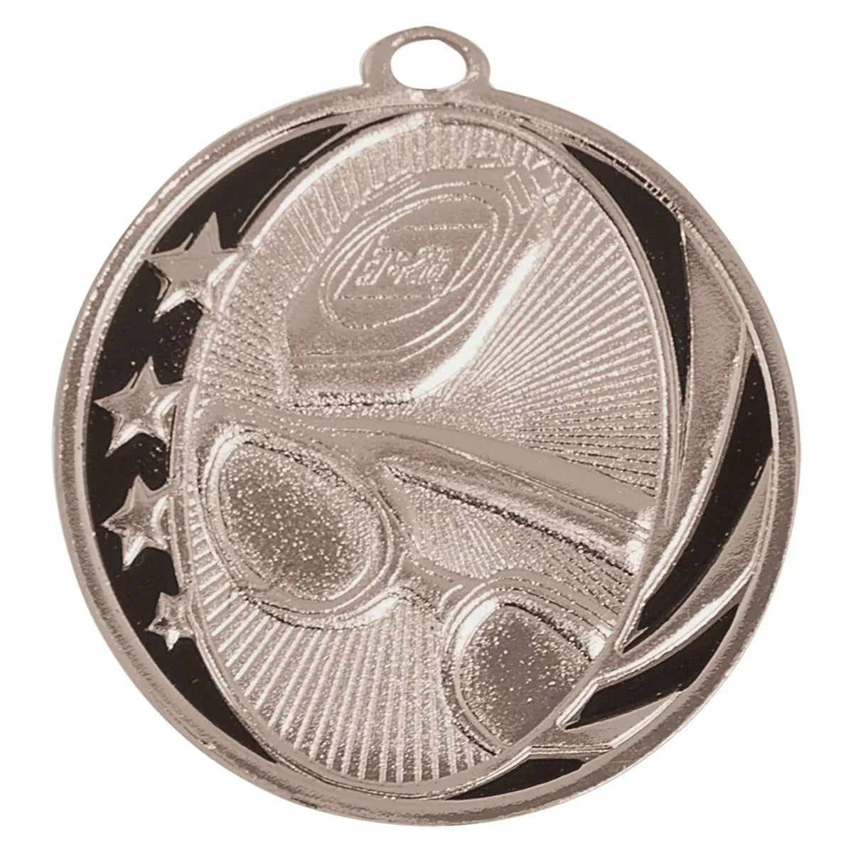 Bright Silver 2" Swimming Laserable MidNite Star Medal