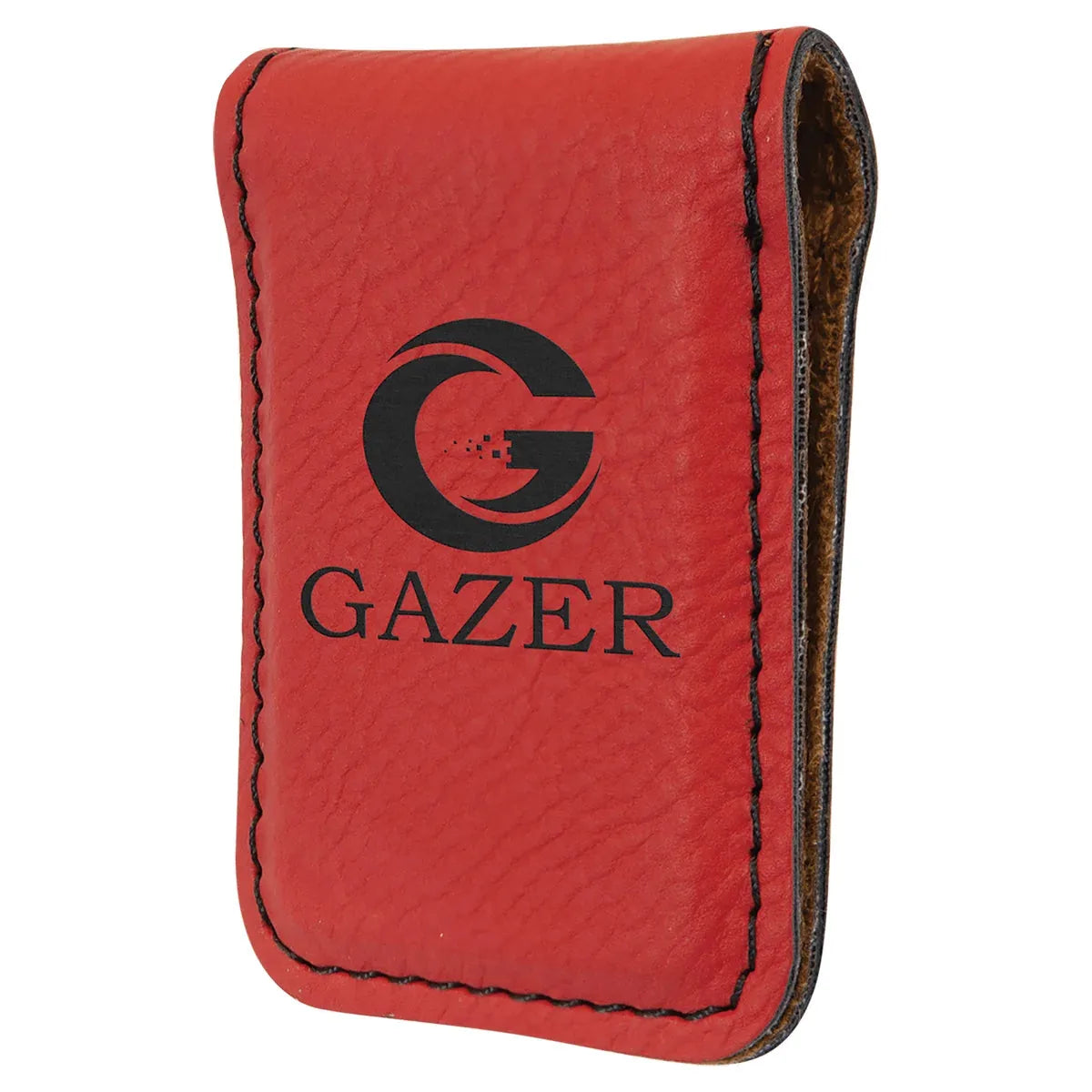 Red 1 3/4" x 2 1/2" Laserable Leatherette Money Clip