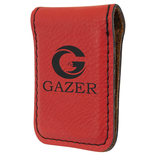 Red 1 3/4" x 2 1/2" Laserable Leatherette Money Clip