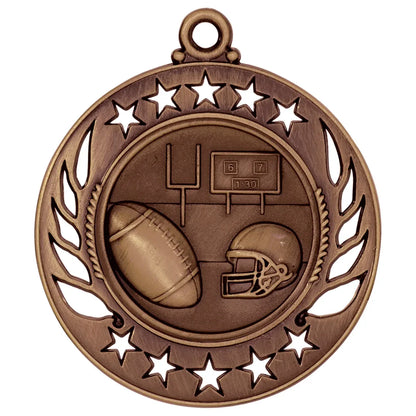 Antique Bronze 2 1/4" Football Galaxy Medal