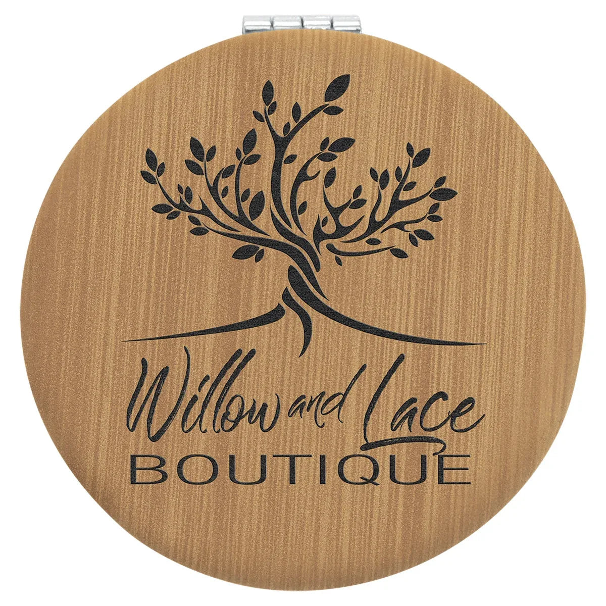 Bamboo 2 1/2" Laserable Leatherette Compact Mirror