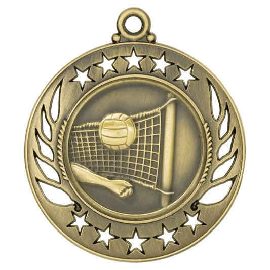 Antique Gold 2 1/4" Volleyball Galaxy Medal