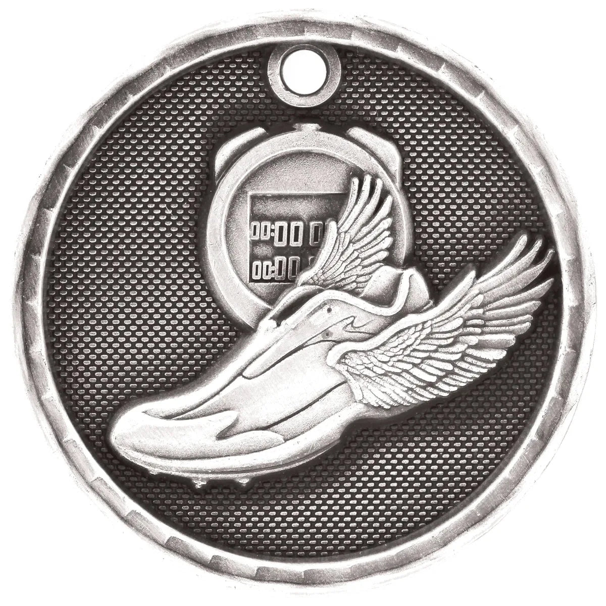 Antique Silver 2" 3D Track Medal